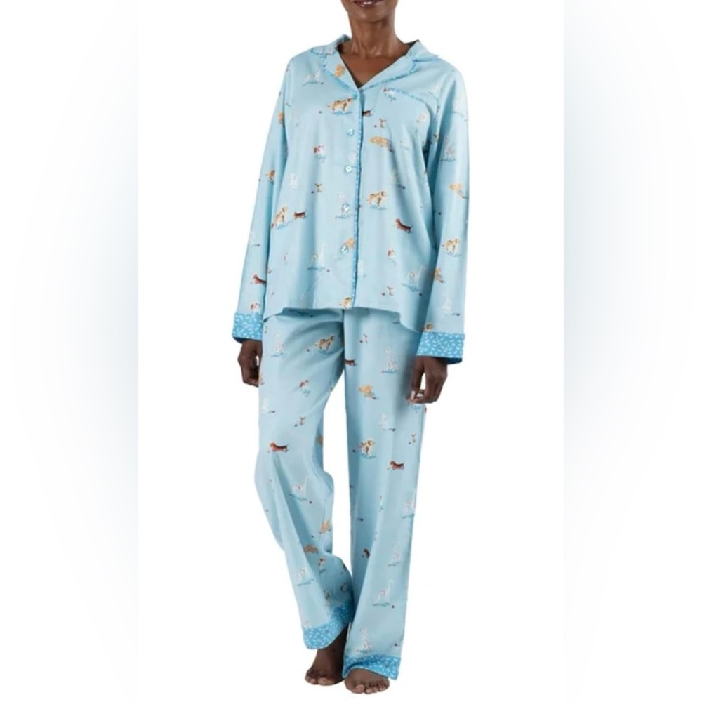 NWT Munki Munki Blue Pajama Set with Dog and Bone Print